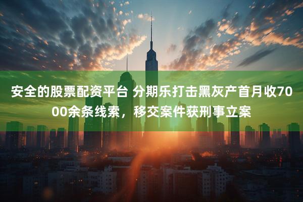 安全的股票配资平台 分期乐打击黑灰产首月收7000余条线索，移交案件获刑事立案